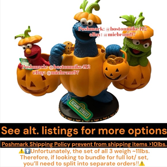 Sesame Street Oscar the Grouch Halloween Pumpkin Jack-O’-Lantern Figurine Decor - Picture 3 of 16